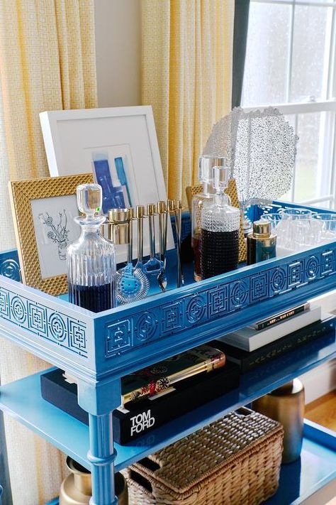 Bamboo Design Ideas, Bar Cart Inspo, Lucite Bar Cart, Acrylic Bar Cart, Gold Arch Mirror, Dining Room Nook, Kate Marker Interiors, Glass Bar Cart, Bamboo Bar