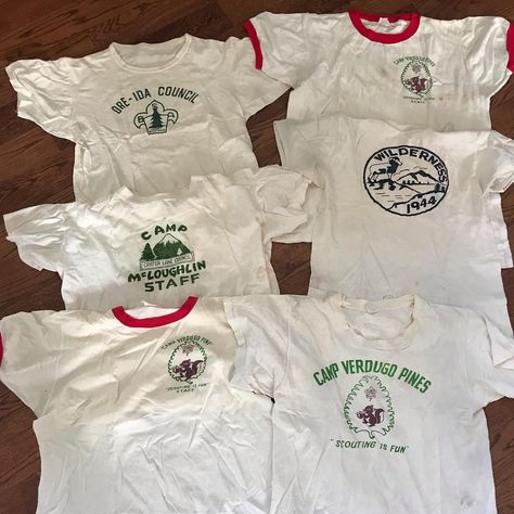 ritzo's rags on Instagram: “#boyscouts #boyscoutcamp #vintagetee #vintagetshirt #vintagefashion #vintagestyle #1940s #1950s #1960s” Vintage Camp Tee, Vintage Camp Shirt, Boy Scout Camping, Music Camp, Youth Hostel, Vbs 2024, Camping Tee, Camp Wedding, Vintage Camping