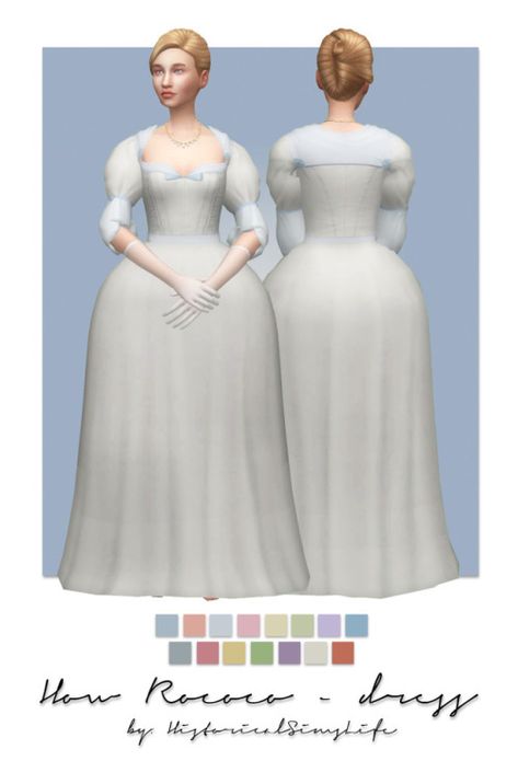 History Lover's Simblr - TS4: How Rococo Dress & Hat More gowns for 18th... Sims Historical, Versailles Dress, Sims 4 Decades Challenge, Rococo Dress, Cc Sims4, Sims 4 Mm Cc, Century Dress, Sims 4 Dresses, Sims 4 Mm