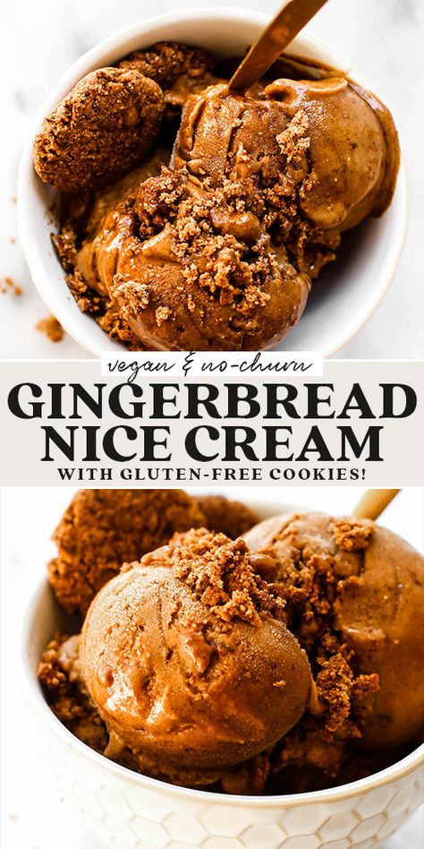 Gingerbread Ice Cream, Cooking Christmas, Healthy Holiday Treats, Vegan Ice Cream Recipe, Vegan Gingerbread, Nice Holiday, Dairy Free Ice Cream, Cookies Easy, Vegan Christmas