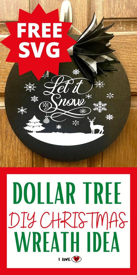 Dollar Tree Door Hanger, Tree Door Hanger, Christmas Decor Diy Cheap, Dollar Tree Diy Christmas, Dollar Store Inspired Decor, Diy Christmas Wreath, Tree Door, Affordable Christmas Gifts, Outdoor Christmas Decor