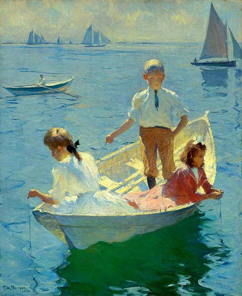 Frank Weston Benson Paintings, Frank Weston Benson, Art Ideas For Beginners, Art Demonstrations, American Impressionism, French Paintings, Creative Painting, Impressionist Paintings, Plein Air Paintings