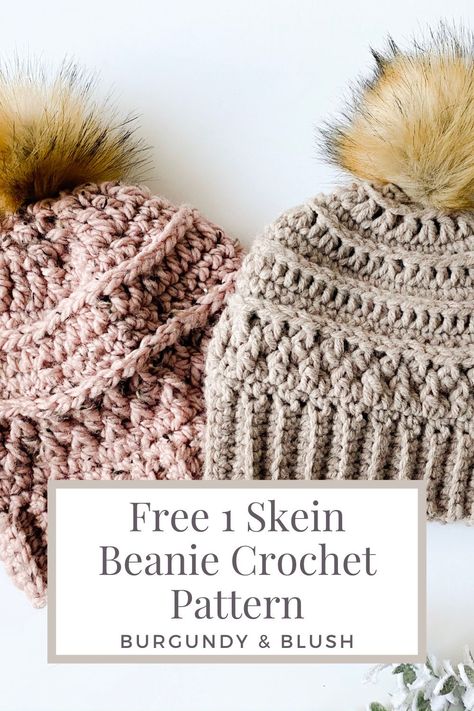 Super Bulky Yarn Patterns, Beanies Crochet, Bulky Yarn Patterns, Beanie Hat Crochet Pattern, Bulky Yarn Crochet, Crochet Caps, Chunky Crochet Hat, Chunky Yarn Crochet, Crochet Beanie Pattern Free