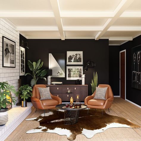 Cowhide rug bedroom