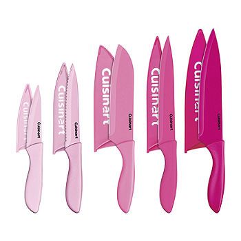 Cuisinart Ceramic Coated 10-pc. Knife Set, Color: Pink - JCPenney House Essentials, Pink Kitchen, Apartment Decor Inspiration, Cute Kitchen, Pink Bedding, Garden Stool, Ceramic Coating, Knife Set, Knife Sets