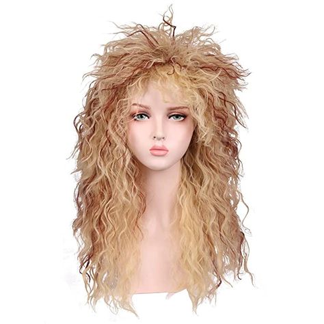 80s Perm, 80s Blonde, 80s Wig, Rocker Costume, Brown Cosplay, 80s Rocker, Mullet Wig, 80s Women, Halloween Wigs