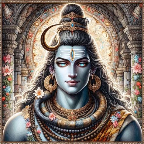 Indian Ai art | Prompt: draw a picture of full sized lord shiva with detailed eyes, Fantastic medieval fantasy, high render, stone walls, watercolour, frame, illumina... | Facebook Shiva Animation, Angry Lord Shiva, Mahadev Shiva, Shiva Shankar, Lord Mahadev, Shiva Tattoo Design, Pictures Of Shiva, Lord Siva, Om Shanti