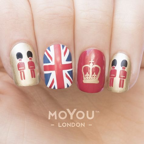 England Nails, London Marathon Nails, British Nail Art, Union Jack Makeup, Union Jack Nail Art, Union Jack Nails, Flamingo Nails, Paris Nails, Uk Nails