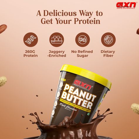 GXN Peanut Butter - the tasty solution to fuel your day with protein-packed goodness! 🥜💪  Say goodbye to bland protein supplements and hello to the creamy, nutty delight of GXN Peanut Butter. Made from high-quality peanuts, each spoonful is loaded with essential protein to support your active lifestyle.  #GXN #ProteinPower #PeanutButter #peanutbutter #chocolate #healthyfood #food #vegan #breakfast #foodie #healthy #foodporn #yummy #healthylifestyle Hair Oil Advertisement, Oil Advertisement, Healthy Snack Brands, Meta Ads, Snack Brands, Adobe Photoshop Design, Healthy Brownies, Protein Power, Product Showcase