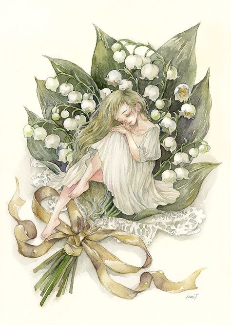 Lily Of Valley, Lily Of The Valley, The Valley, Watercolor Painting, Lily, Japan, Flowers, Anime, Watercolour Painting