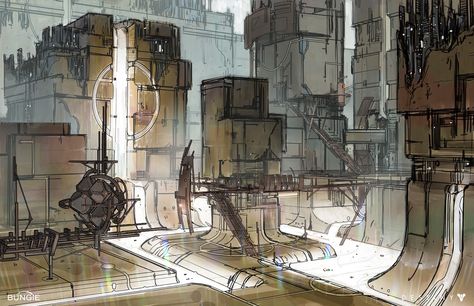 Vex Concept Art, Space Ships Sci Fi, Artist Reference, Sketch Reference, Landscape Inspiration, Toddler Art Projects, Environment Art, Destiny 2, Art Deco Architecture