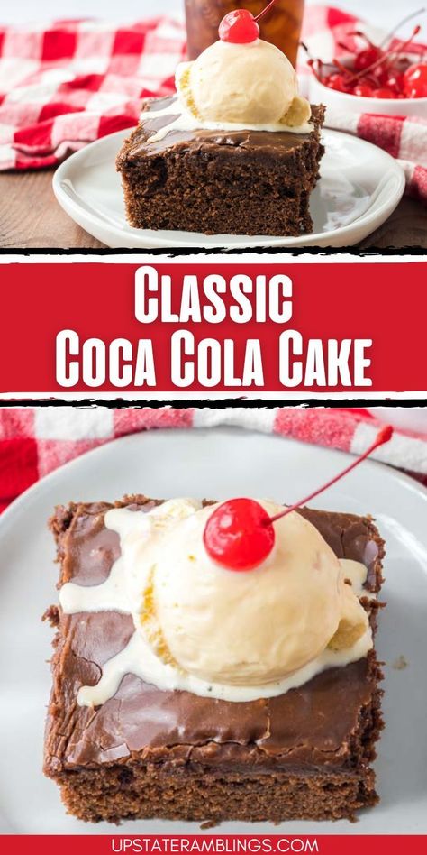 Classic Coca Cola Cake Cola Cola Cake, Double Chocolate Coca Cola Cake Recipe, Cracker Barrel Copycat, Chocolate Coca Cola Cake, Cracker Barrel Copycat Recipes, Coke Recipes, Coca Cola Cake, Meal Rotation, Fudge Flavors