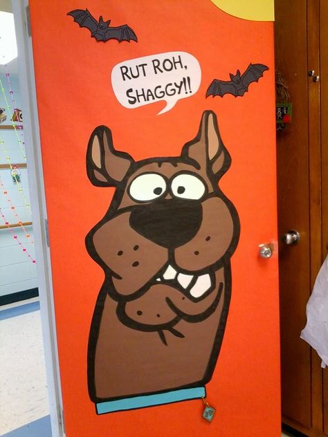 Scooby doo halloween door at the BCLC Scooby Doo Halloween Door, Halloween Door Decs, Scooby Doo Decorations, Scooby Doo Halloween Party, Decoration Ideas For Halloween, Halloween Door Decorations Classroom, Ideas For Halloween Party, Doors Decoration, Halloween Classroom Door