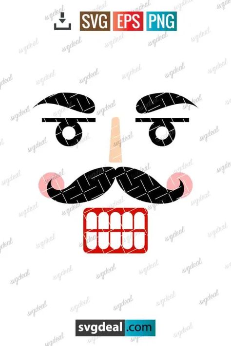 Nutcracker Face Svg Gingerbread Face Svg Free, Nutcracker Face Template, Tooth Template, Nutcracker Face, Nutcracker Svg, Face Stencils, Christmas Cricut, Face Template, Christmas Crafts For Gifts