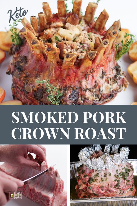 This Smoked Pork Crown Roast will do the job if you want to wow your guests. A beautiful and flavorful roast that is sure to steal the show! Pork Crown Roast Recipe, Crown Pork Roast Recipes, Crown Roast Recipe, Pork Crown Roast, Crown Roast Of Pork, Crown Roast, Low Carb Holiday Recipes, Keto Diet Breakfast, Low Carb Meal Plan