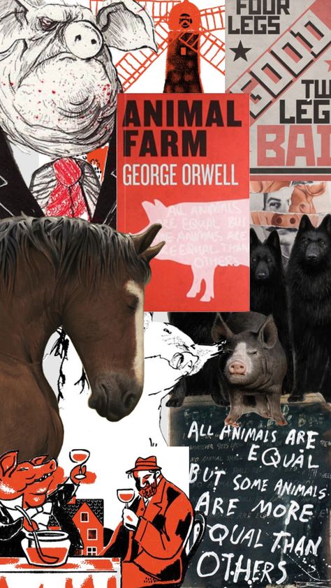 #animalfarm #georgeorwell #fourlegsgoodtwolegsbad #stalin #napoleon Animal Farm George Orwell Aesthetic, Sick Posters, Animal Farm Book, Animal Farm George Orwell, 1984 Book, History Major, Ap English, Study Organization, Well Read