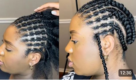 Braid Down Pattern For Crochet Braids, Braid Pattern For Passion Twist Crochet, Crotchet Hair Patterns, Diy Crochet Hairstyles Protective Styles, Crochet Hair Braids Styles, Spring Twist Braids Crochet, Styles For Crochet Braids, Crochet Patterns Braids, Crochet Braids Hairstyles Passion Twist