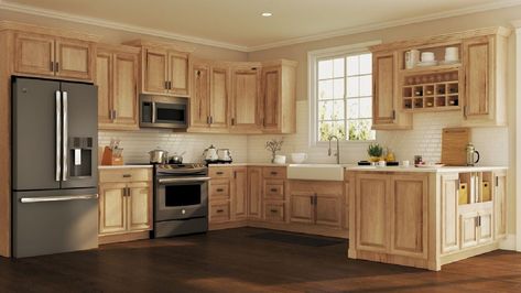 Home Depot cabinets.  I like this layout Kitchen Cabinets Home Depot, Hickory Kitchen Cabinets, Hickory Kitchen, Used Kitchen Cabinets, Home Depot Kitchen, Kitchen Cabinets For Sale, Hickory Cabinets, Kitchen Updates, Kitchen Wall Cabinets