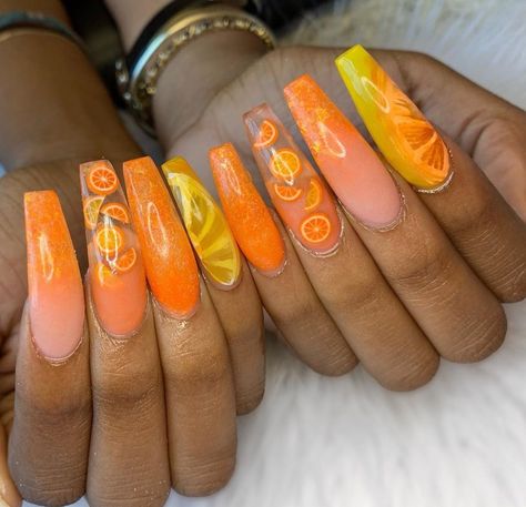 Green And Orange Nails, Winston Salem Nc, Cute Nail Art Designs, Happy Nails, Fall Acrylic Nails, Creative Nail Designs, Winston Salem, Yellow Nails, Orange Nails