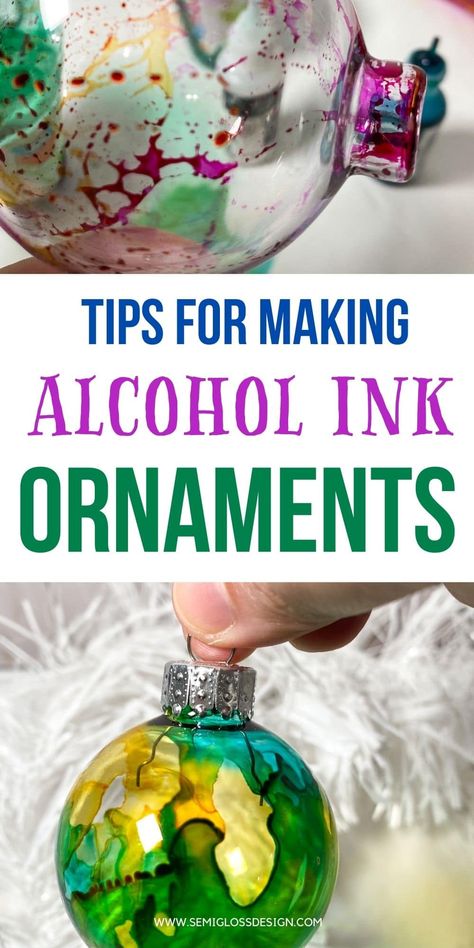 Alcohol Ink Glass Ornaments, Diy Alcohol Ink Ornaments, How To Paint Inside Of Plastic Ornaments, How To Paint Glass Ornaments, Alcohol Ink Ornaments Diy, How To Make Alcohol Ink, Painting With Alcohol Ink, Painting Clear Ornaments, Alcohol Ink On Glass Diy