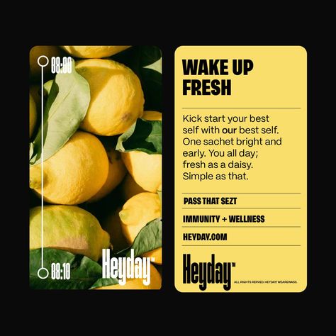 Final look at Heyday! 🍋 This brand is all about the pop of colour, so I wanted to show the final colour of the palette in all its glory! Aside from Orange and Black, Yellow takes centre stage and makes the brand come to life, coupled with pops of blue! Swipe through to see the final mockups in detail along with imagery, packaging, and much more! What do you think of Heyday? I'd love to know!💛 . . . #logo #design #graphicdesign #branding #graphicdesign #mockups #brandidentity #typography Yellow Packaging Design, Logo Design Yellow, Yellow Colour Palette, Yellow Branding, Yellow Palette, Color Palette Yellow, Fresh Color Palette, Green Palette, Blue Palette