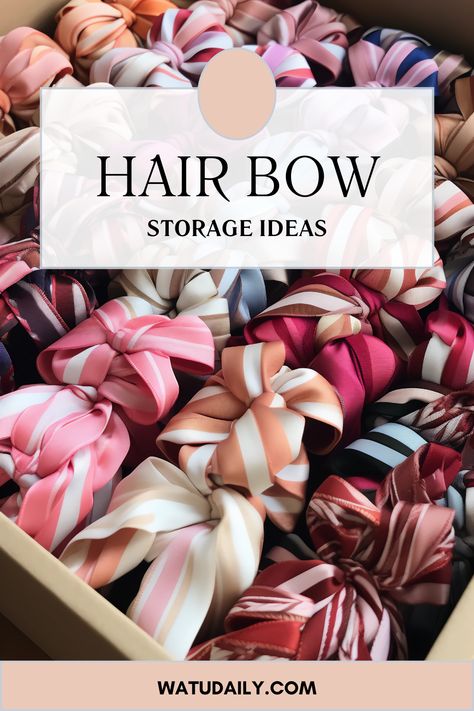 Are you tired of hair bows cluttering your space and getting lost? Do you want to keep your hair bows organized and easy to access? If so, you’re in luck! There are many creative hair bow storage ideas that can help you keep your bows tidy and in one place. One popular hair bow storage idea is a personalized hair bow box. These boxes are not only functional, but they can also add a decorative touch to your space. #hairbows #organization #Storageideas Bow Storage Ideas, Bow Organization, Hair Bow Storage, Easy Hair Bows, Bow Storage, Hair Bow Organizer, Ribbon Organization, Hair Accessories Storage, Bow Organizer