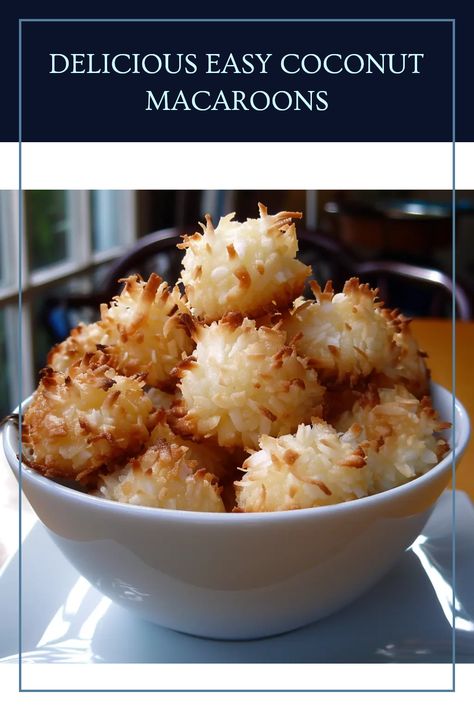 Looking for the perfect sweet treat? Try these easy coconut macaroons! These chewy, chewy delights are a favorite for their simple ingredients and quick preparation. Made with just coconut, sweetened condensed milk, and a hint of vanilla, this coconut macaroon recipe is perfect for any occasion. Whether you're hosting a party or treating yourself, these delightful bites will satisfy your sweet cravings. Get ready for chewy, melt-in-your-mouth splices that are absolutely irresistible! Easy Coconut Macaroons, Macaroon Recipe, Coconut Macaroons Easy, Condensed Coconut Milk, Coconut Macaroon, Coconut Macaroons Recipe, Cooking Cookies, Macaroon Recipes, Cookie Dough Recipes