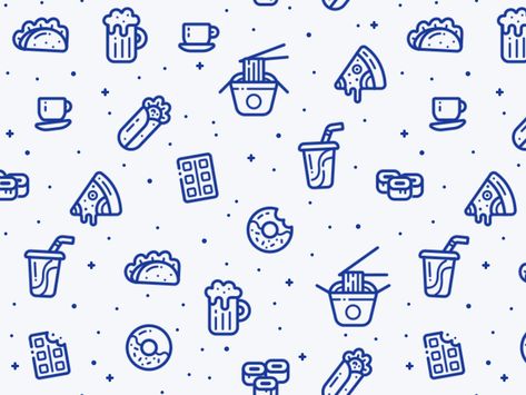 Animated Food Pattern by Alex Kunchevsky Icon Pattern Design, Food Pattern Design, Food Illustrations Design, Food Pattern Illustration, Animated Pattern, Cafe Pattern, Food Campaign, Animated Food, Coffee Shop Branding