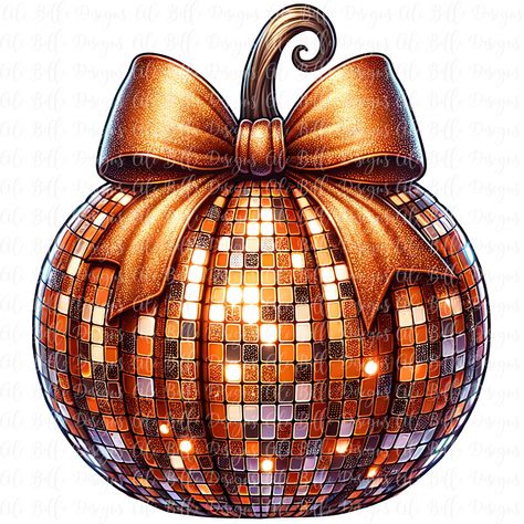 Disco Ball Pumpkin, Disco Png, Disco Pumpkin, Png Coquette, Fall Sublimation, Pumpkin Png, Coquette Bow, Holiday Prints, Trendy Fall