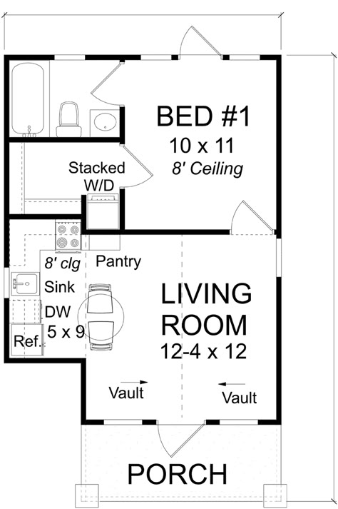 500sq Ft House Plans, Casita Floor Plans, House Over Garage, Tiny House Ideas Plans, Small Home Floor Plans, 500 Sq Ft House, Cottage Guest House, Ranch House Floor Plans, Small Cottage Plans