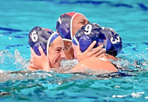 Maggie Steffens #6 and Aria Fischer #9, USA National Women’s Water Polo Team Water Polo Portraits, T-back Swimwear For Water Polo, Waterpolo Team Photos, Water Polo Training, Water Polo Girls, Water Polo Team, Polo Team, Water Polo, Summer Olympics