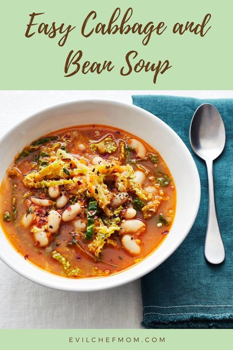 Cabbage And Bean Soup, Butter Bean Soup, Pastina Soup, Meatless Meal, Northern Beans, Food Substitutions, Roasted Cherry Tomatoes, Salad Sauce, White Bean Soup