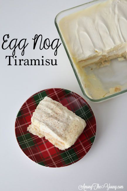 This eggnog tiramisu is a twist on a classic: Instead of drenching your ladyfingers in coffee, use Eggnog! It’s super delicious! (We love Southern Comfort for our Eggnog tiramisu.) Even though there’s NO coffee, this Eggnog tiramisu is a total winner. #amongtheyoung #dessertrecipes #christmasdelight #eggnog #tiramisu Eggnog Gingerbread Tiramisu, Egg Nog Cheesecake Recipe, Egg Nog Desserts Recipes, Eggnog Tiramisu, Christmas Tiramisu, Baking Portfolio, Holiday Deserts, Eggnog Dessert, Eggnog Recipes