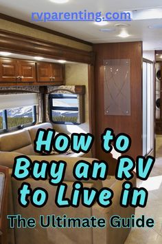 Whether living full-time in an RV or just doing a lot of RV travel, it's crucial that you get an RV that works for your needs. After all, there are a lot of choices when it comes to campers; Class A RVs, Class C RVs, fifth wheel RVs, travel trailers, and more. So getting one with the right balance between living space, amenities, gas mileage, and functionality is critical. Click through for my ultimate guide on how to buy an RV to live in full-time. Camping Full Time, Best Rvs For Full Time Living, Class A Rv Hacks, Off Grid Rv Living, Rv Living Full Time Stationary, Rv Living Full Time Hacks, Fifth Wheel Living Full Time, Living In A Fifth Wheel Full Time, How To Live In A Camper Full Time