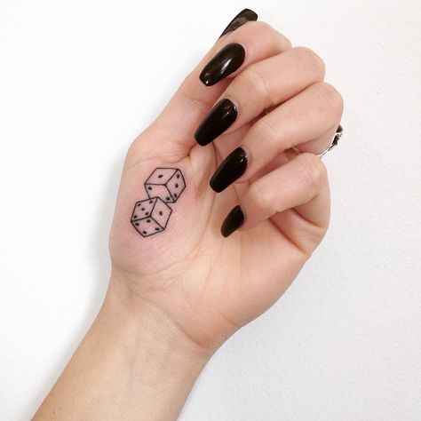 Teeny stick and poke dice tattoo by taticompton. Botanisches Tattoo, Dice Tattoo, Luck Tattoo, Stick Poke Tattoo, Stylish Tattoo, Tattoo Henna, Stick N Poke Tattoo, Hand Tattoos For Women, Poke Tattoo