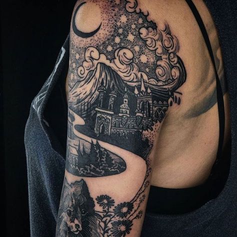 Architectural Tattoos, Fantasy Tattoo, Tats Ideas, Common Tattoos, Tattoo Japanese Style, Tattoo Themes, Planet Tattoos, Fantasy Tattoos, Writing Tattoos