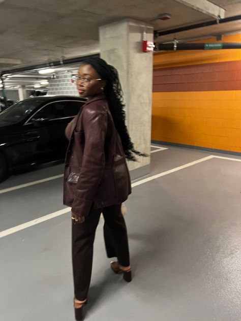 Knotless Braids Outfit, Braids Outfit, Night Photo, Brown Outfit, Knotless Braids, Parking Garage, Night Photos, Outfit Idea, Natural Hair