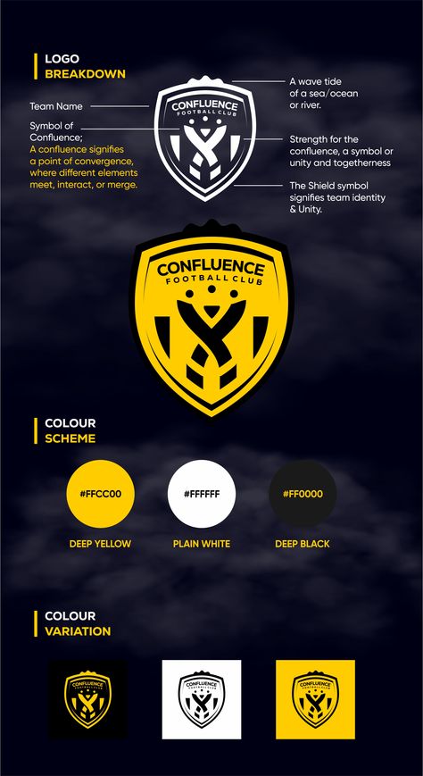 Logo design for an Abuja-Based Football club, confluence FC, all element represent the club history. Esport Logo Design Ideas, Logo Club Futsal, Football Club Logo Design Ideas, School Club Logo, Football Club Logo Design, Football Club Names, Sport Club Logo, Soccer Logo Design, Logo Futsal