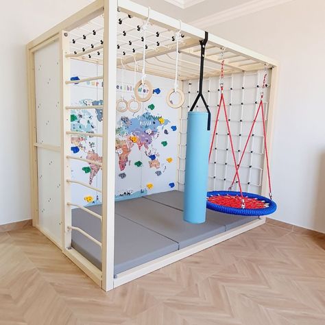 In Home Playground, Ninja Course Playroom, In Door Playground, Dens For Kids Indoor, Indoor Active Playroom, Indoor Playground Design Playrooms, Kids Play Gym Indoor, Small Active Playroom, Wood Indoor Playground