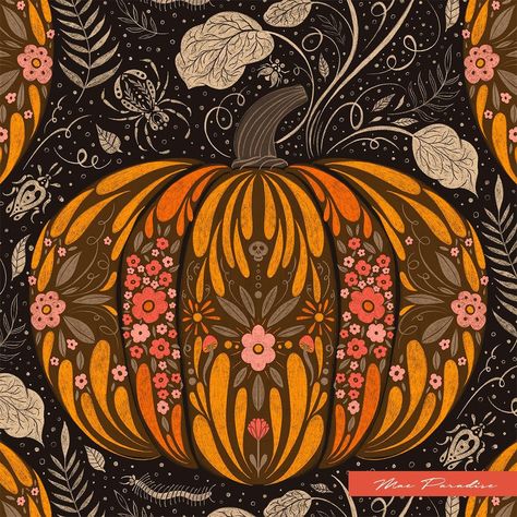 Folk Art Pumpkin, Vintage Autumn Art, Wood Pumpkin Painting Ideas, Autumn Zentangle, Chalk Markers Art, Paparazzi Jewelry Images, Halloween Arts, Markers Art, Artsy Illustration