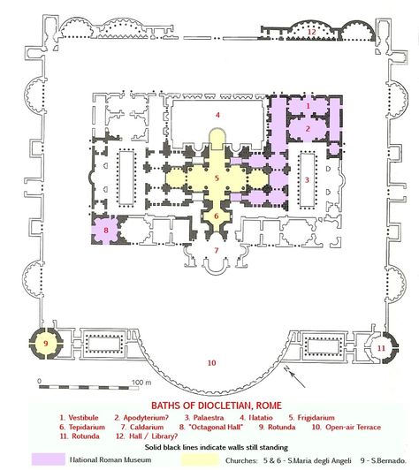 Rome- Baths of Diocletian -plan mvl final World Photo, Ancient Times, Art History, Rome, Bath, How To Plan, History, Art