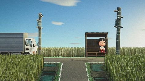 rob’s Instagram profile post: “Bus stop in the countryside 🌾 Overwhelmed with the amount of items this update, so I resorted to wheat fields. . . . #animalcrossing #acnh…” Bus Stop Ideas, Green Academia, Japanese Countryside, Japanese Town, Animal Crossing Wild World, Island Theme, Animal Crossing Pocket Camp, Island 2, New Animal Crossing