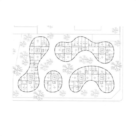 Sanaa Drawings Architecture, Organic Floor Plan, Saana Architects, Sanaa Architecture, Form Architecture, Pavilion Plans, Collective Housing, Game Graphics, Plan Paris