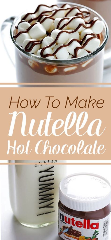 Hot chocolate is amazing, but nutella hot chocolate? Say no more! Nutella Muffin, How To Make Nutella, Nutella Hot Chocolate, Coconut Smoothie Recipe, Hot Chocolate Milk, Children's Library, Nutella Brownies, Homemade Nutella, Healthy Recipes Easy Snacks