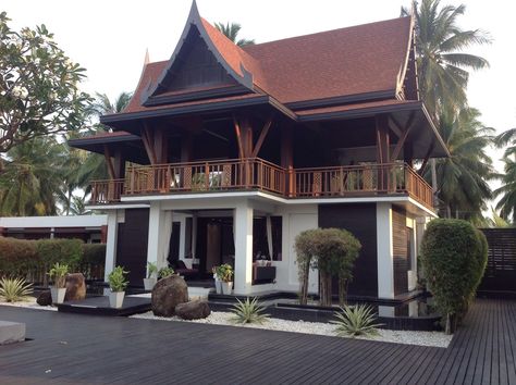 Thailand Style House - #thai #thailand #houseidea #thaiteak #bossbabe #thaistyle #thailandliving #clickittopickit www.clickittopickit.com Thailand House Design Traditional, Houses In Thailand, Thailand House Design, Modern Thai House, Thai Houses, Thai Style House, Thailand House, Thai House Design, Malay House