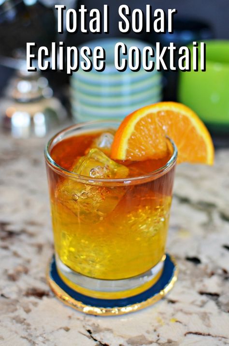 Total Solar Eclipse Cocktail Recipe Partial Solar Eclipse, Eclipse Party, Refreshing Summer Cocktails, Path Of Totality, Summer Cocktail Recipes, Cocktail Recipes Easy, Pretty Drinks, Total Solar Eclipse, Lunar Eclipse