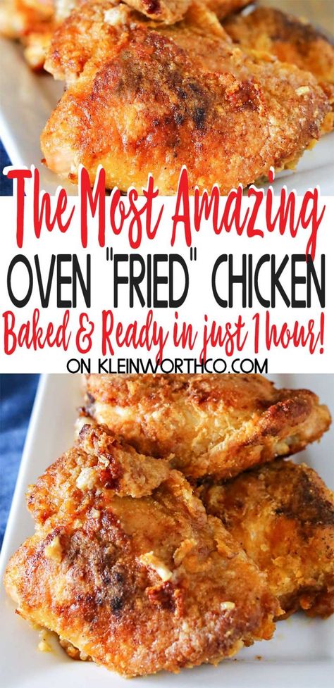 Best Baked Chicken Recipe, The Best Baked Chicken, Best Baked Chicken, Oven Fried Chicken Recipes, Baked Fried Chicken, Crispy Oven Fried Chicken, Baked Chicken Recipe, Oven Fried, Oven Fried Chicken