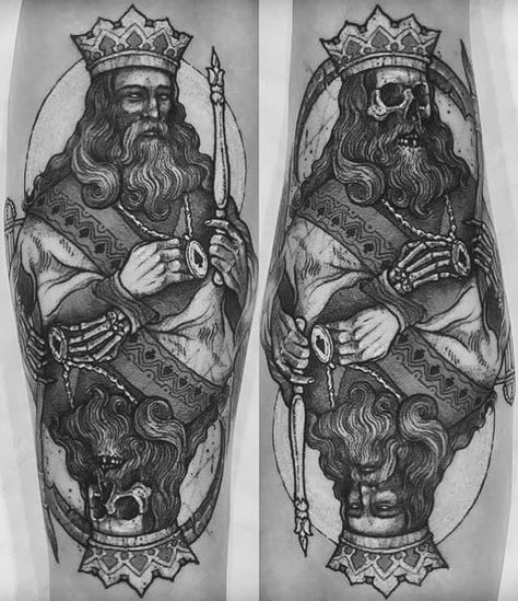 King On Throne Tattoo, King Card Tattoo, Playing Cards Tattoo, Royalty Tattoo, Guy Tattoos, Playing Card Tattoos, Black And Grey Tattoos For Men, King Tattoo, King Tattoos