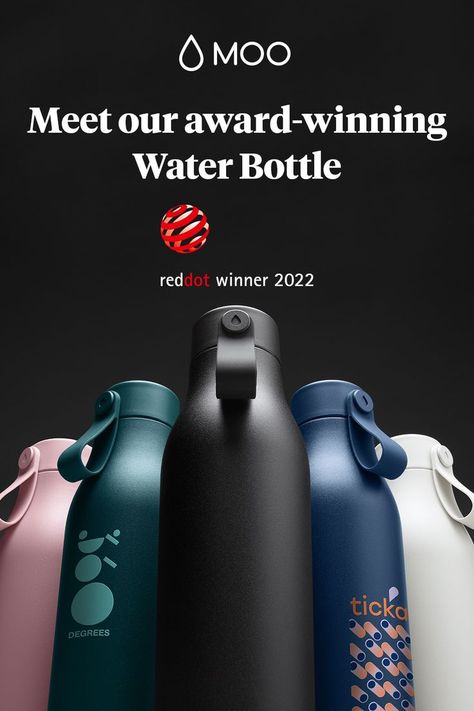 Our custom Water Bottle has just won a 2022 Red Dot Design Award. The jury were fans of the branding options and how it promotes “sustainable water bottles in the workplace”. But we’ll let you judge it for yourself. Futuristic Water Bottle, Unique Water Bottle Design, Tumblr Design Bottle, Water Bottle Advertisement, Water Bottle Branding, Water Bottle Photography, Room Aesthetic Dark, Unique Water Bottle, The Moo