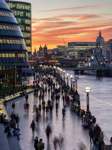 https://flic.kr/p/29bHfGL | Walking on the Thames Path at London City Hall | London, England, UK - September 27, 2018: Pedestrians and tourists walk along the River Thames Path beside City Hall and HMS Belfast at sunset. City Hall London, Hms Belfast, London Walking Tours, Thames Path, London Bridge, River Thames, England Uk, London City, Belfast